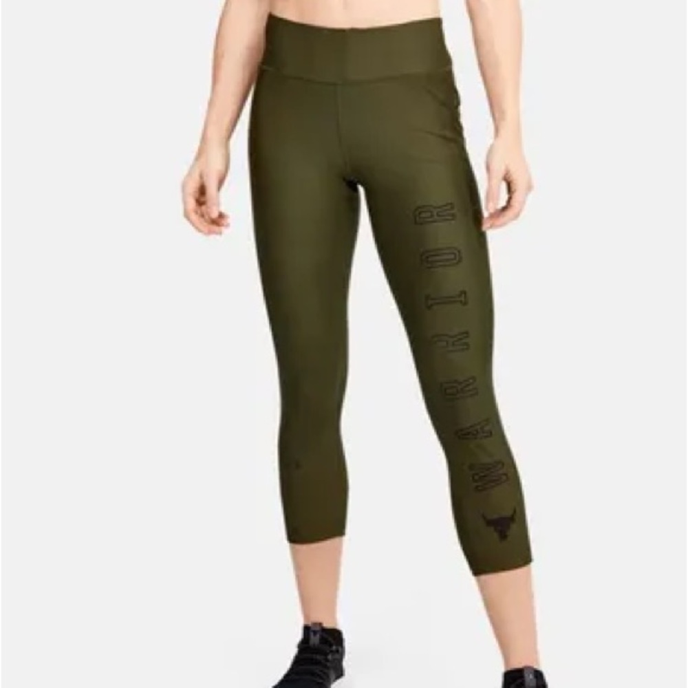 Under Armour Olive Green Crop Leggings with Side Logo